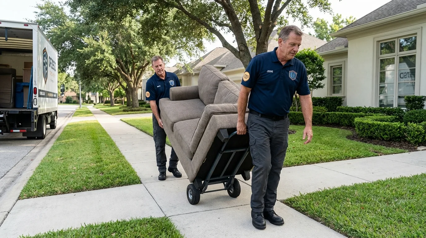 Local residential moving crew loading furniture in Winnfield, LA